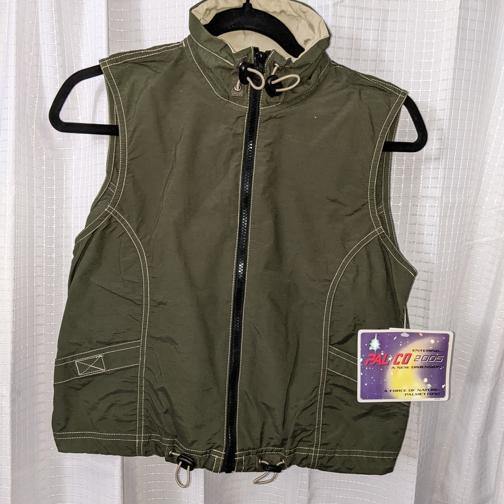 Olive Green Sleeveless Vest with Beige Lining